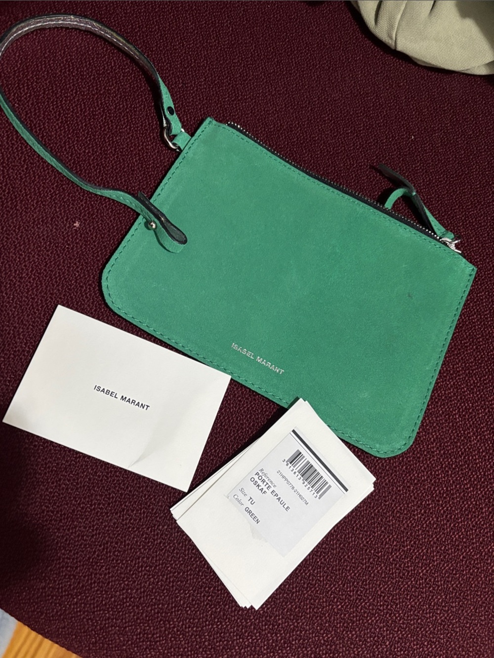 Isabel Marant green suede Wristlet Pouch zip - Picture 5 of 6